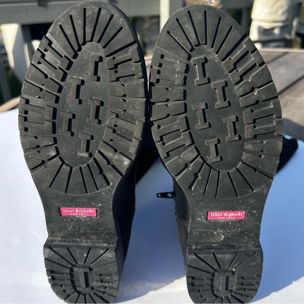 Isaac Mizrahi Black Leather Back Calf Stretch Material Riding Boots Size 9 - Picture 12 of 13